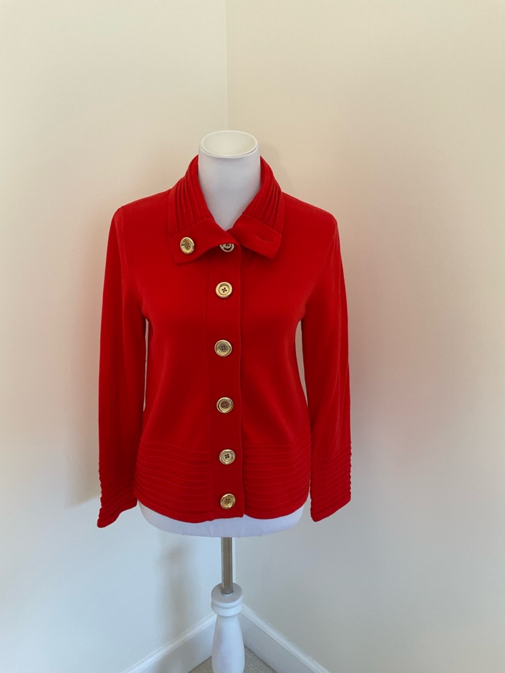 Jones New York Signature Red Knit Cardigan Jacket